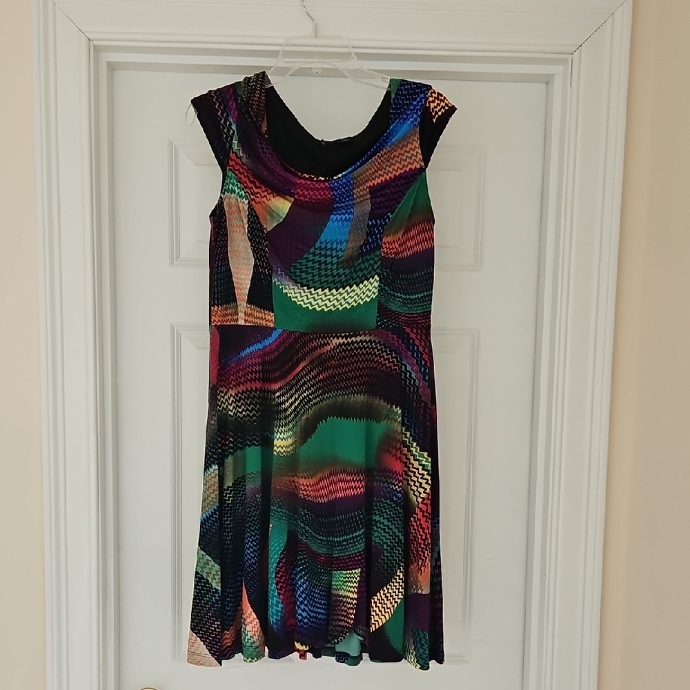 New Directions Colorful Cap Sleeve Midi Dress